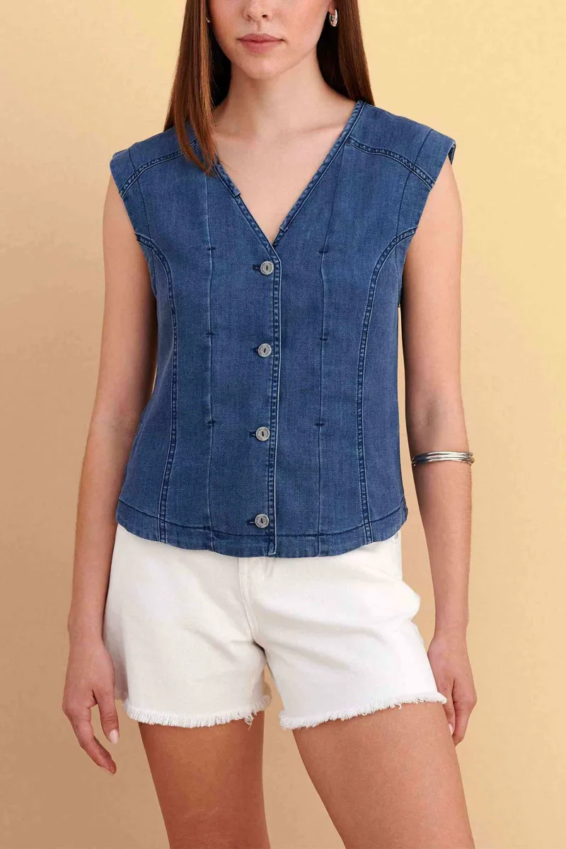 Attrattivo γυναικείο denim γιλέκο - 9923102 Denim Blue