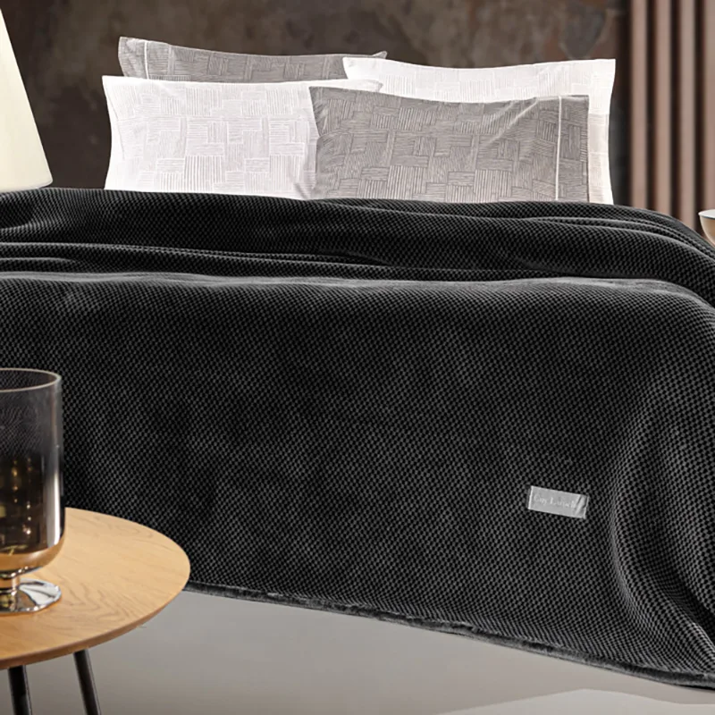 Κουβέρτα Βελουτέ Υπέρδιπλη 220X240 Guy Laroche Cheval Anthracite (220x240)