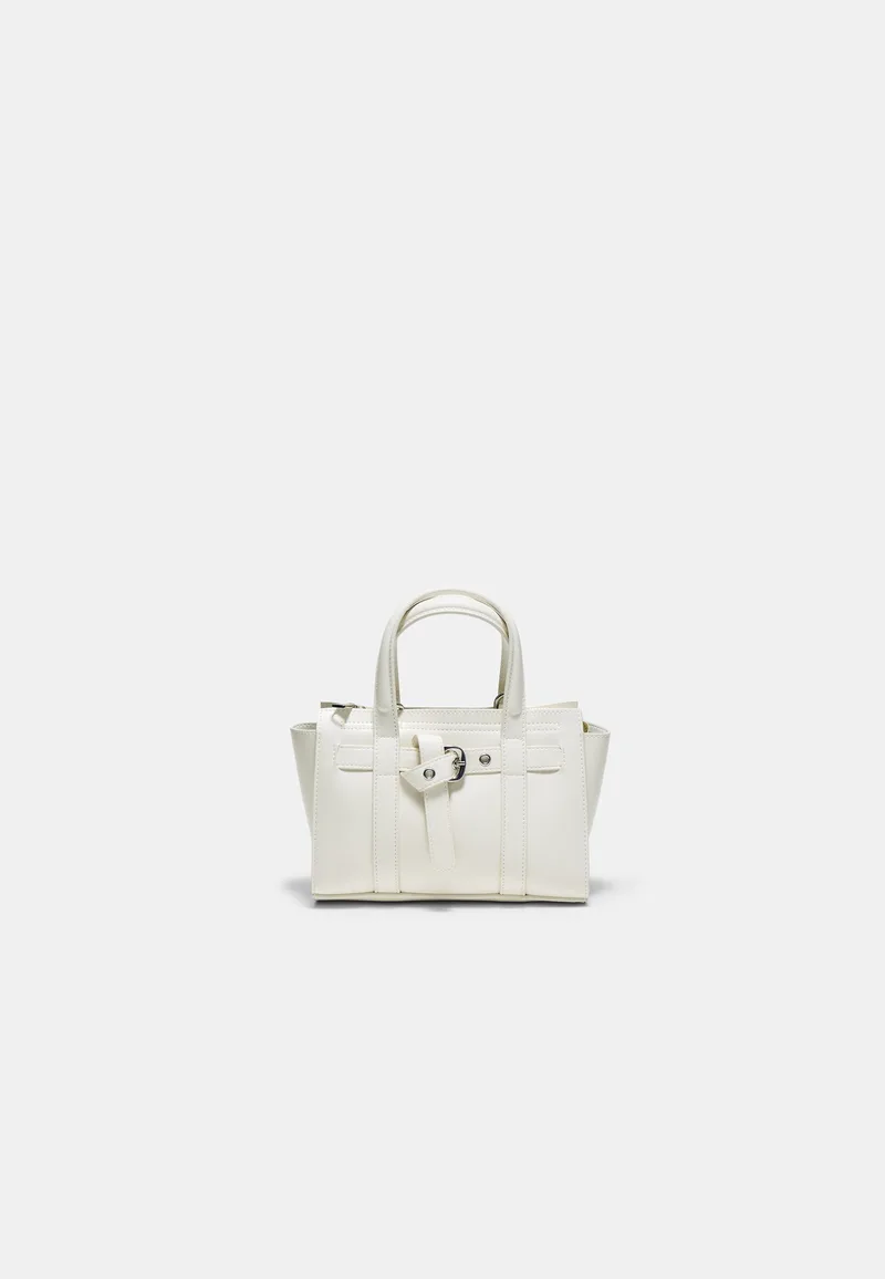 Stradivarius Μικρή Τσάντα Tote Με Αγκράφα Εκρού Os