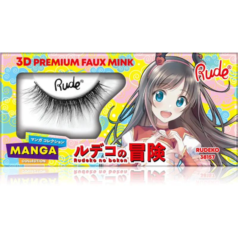Rude Cosmetics Manga Collection 3D Premium Faux Mink τεχνητές βλεφαρίδες τύπος Rudeko 2 τμχ