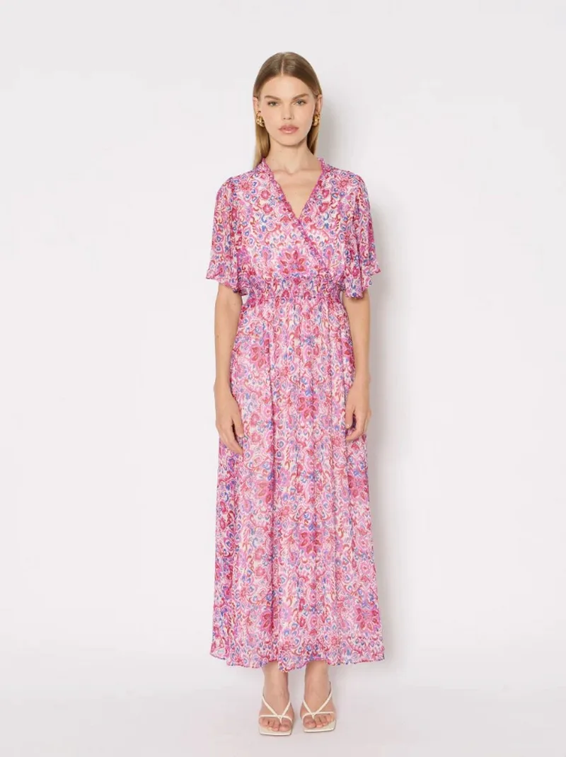 Berenice Γυναικείο Φόρεμα Maxi Regular Fit Βισκόζη Εμπριμέ