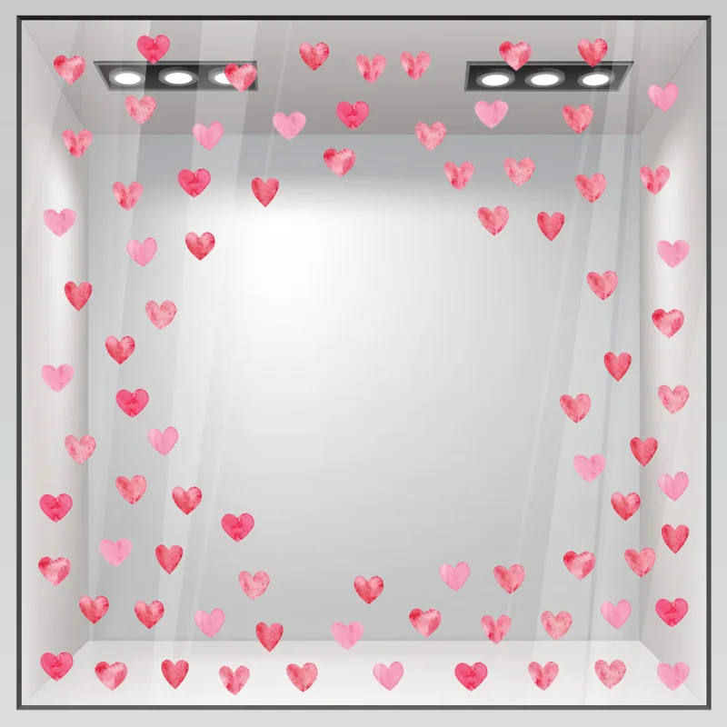Αυτοκόλλητο βιτρίνας WATERCOLOR HEARTS
