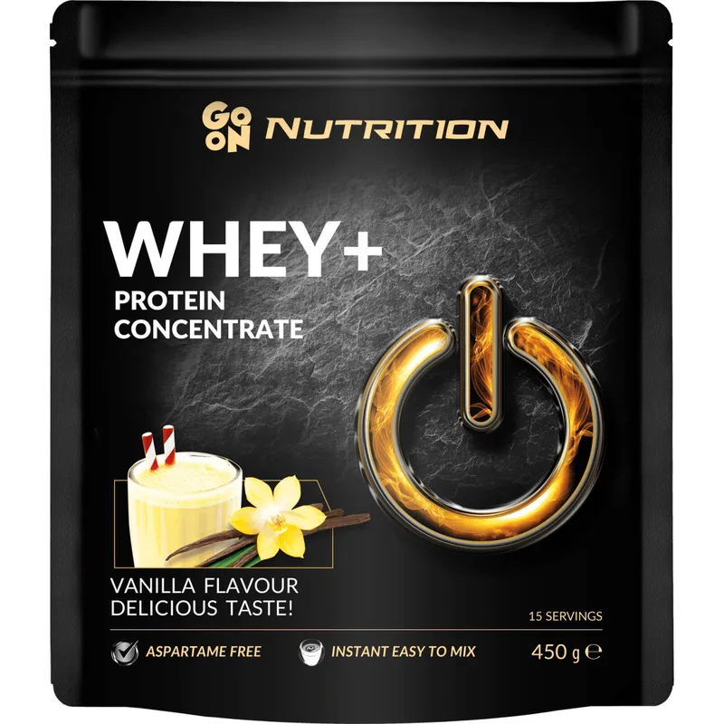 Go On Nutrition Whey+ Concentrate Protein Vanilla Συμπλήρωμα Διατροφής Ροφήματος Συμπυκνωμένης Πρωτεΐνης Ορού Γάλακτος WPC Υψηλής Ποιότητας για Αύξηση Μυϊκής Μάζας με Υπέροχη Γεύση Βανίλια 450g