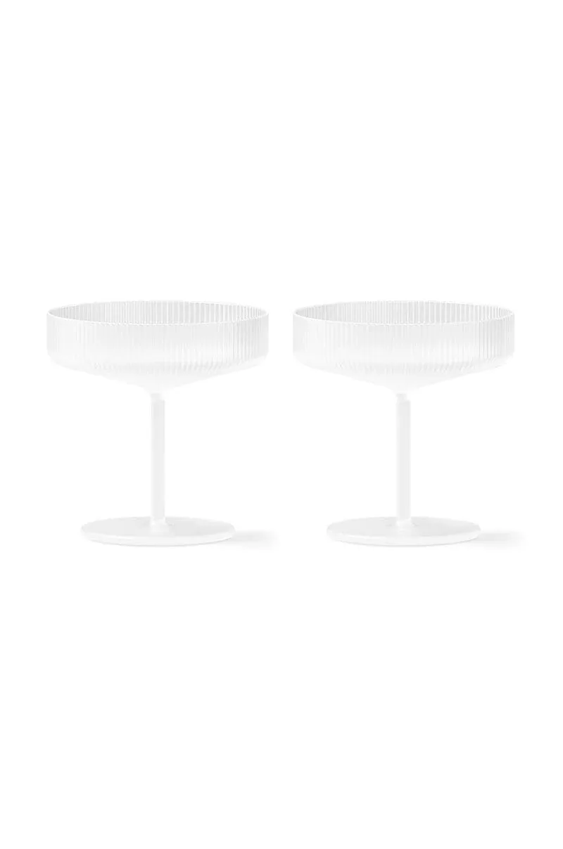 Σετ ποτηριών σαμπάνιας ferm LIVING Ripple Champagne Saucers 150 ml 2-pack