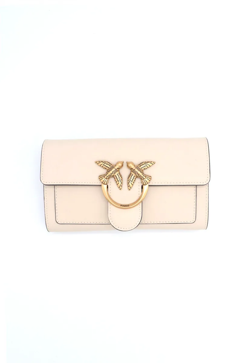PINKO LOVE ICON WALLET C ΛΕΥΚΟ-ANTIQUE GOLD