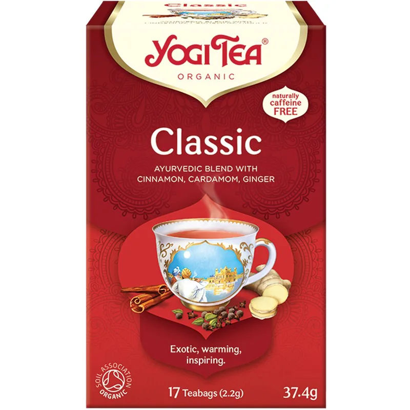 Yogi Tea Classic Chai Ρόφημα Βοτάνων Τσαγιού με Κανέλα, Κάρδαμο & Τζίντζερ για Ζωντάνια 17 Teabags (17 Φακελάκια x 2,2g)