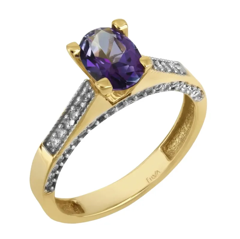 Χρυσό μονόπετρο Κ14 Purple Τopaz 025780 025780 Χρυσός 14 Καράτια