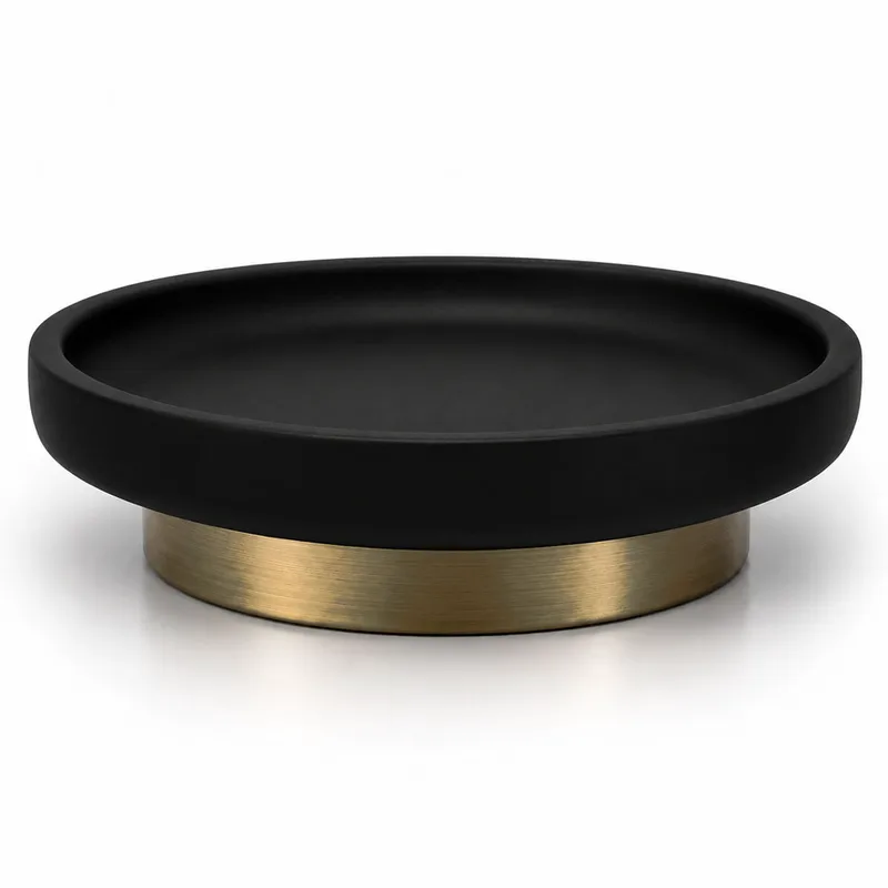 Θήκη Για Σαπούνι Poluresin Black Antique Χρυσό 10cm