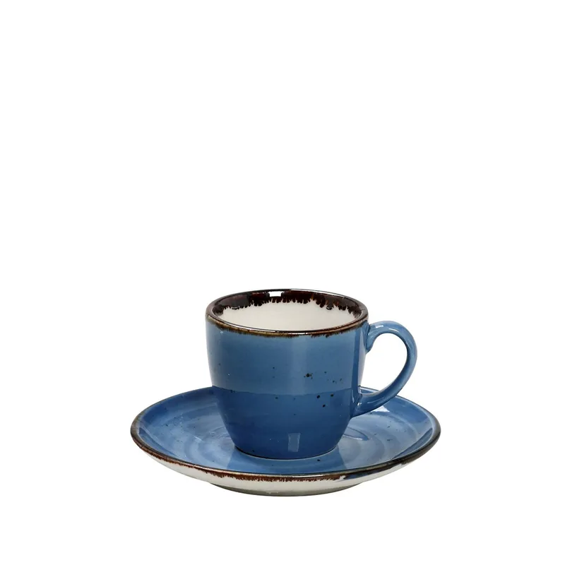 Φλυτζάνι Espresso Με Πιατάκι Πορσελάνης Terra Blue ESPIEL 90ml TLF112K6 (Σετ 6 Τεμάχια) (Υλικό: Πορσελάνη, Χρώμα: Μπλε) - ESPIEL - TLF112K6