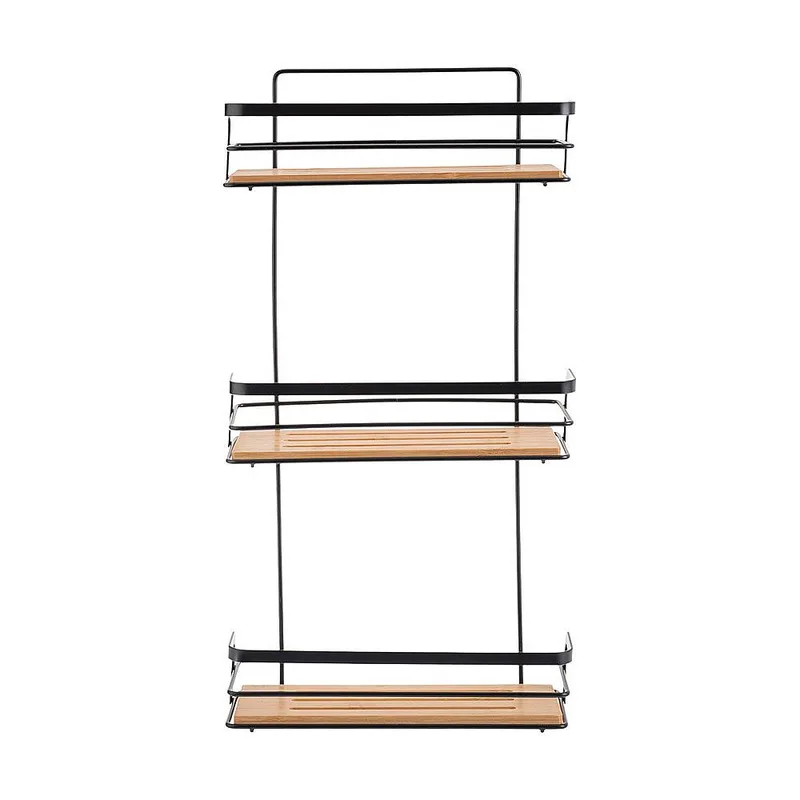 Εταζέρα Essentials Ίσια 3 Θέσεων Μαύρο Μέταλλο/Bamboo 25.5x10.5x49cm Estia 02-12779