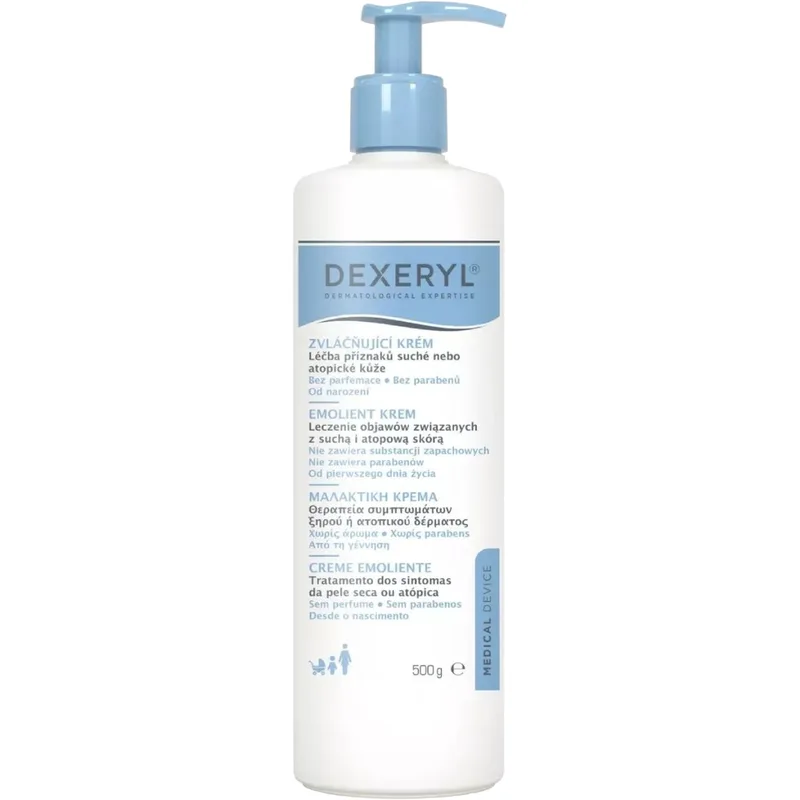 Dexeryl Emollient Cream Μαλακτική Κρέμα για Θεραπεία των Συμπτωμάτων Ξηρού ή Ατοπικού Δέρματος Χωρίς Άρωμα για Όλη την Οικογένεια 500g