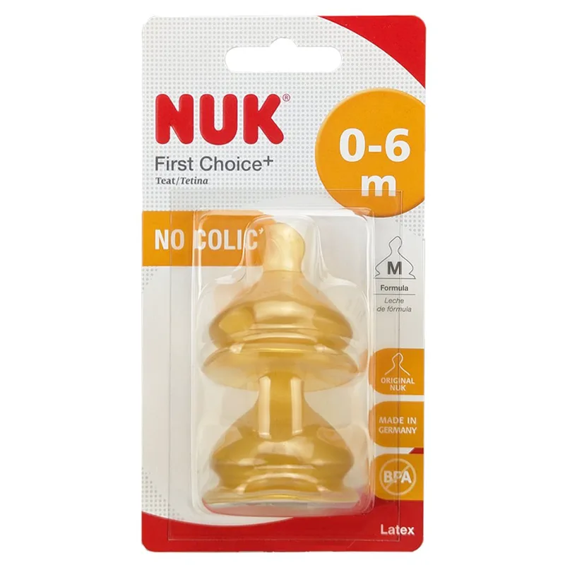 Nuk First Choice Plus No Colic 0-6m Latex Ορθοδοντική Θηλή Καουτσούκ για Φυσική Αίσθηση 2 Τεμάχια