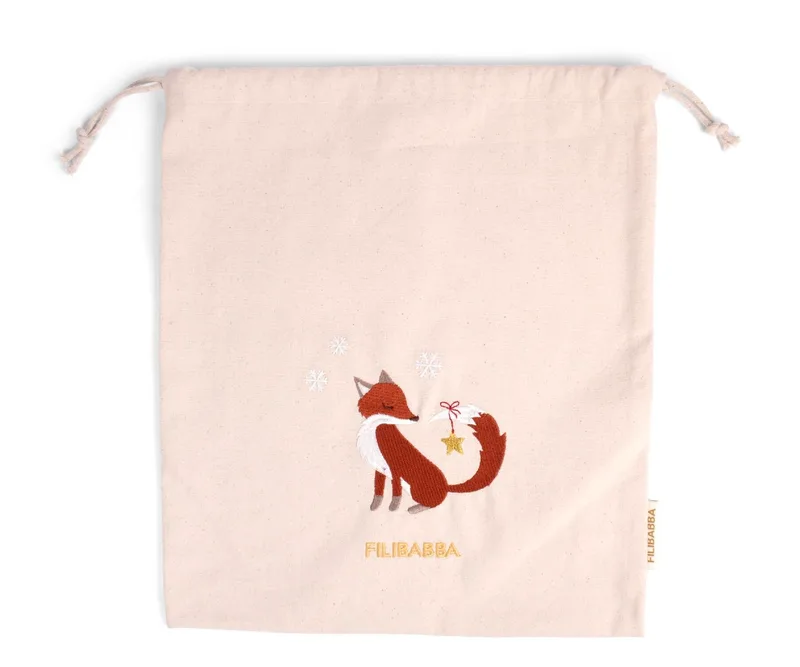 Filibabba Embroidered Gift Bag GOTS - Wonderful Winter - Fox