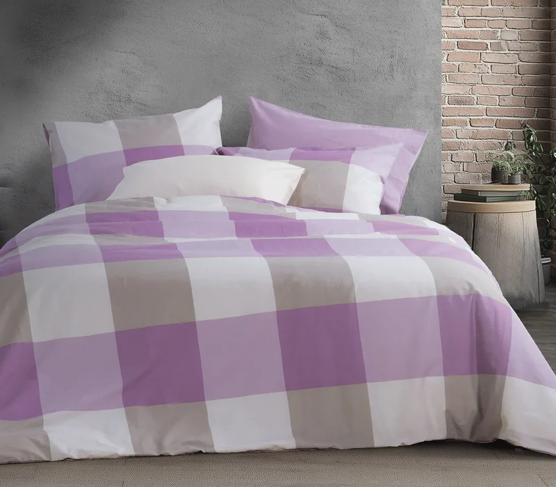 Σετ Σεντόνια Υπέρδιπλα 4 Τεμαχίων Nef-Nef Casual Check Mauve 240x270