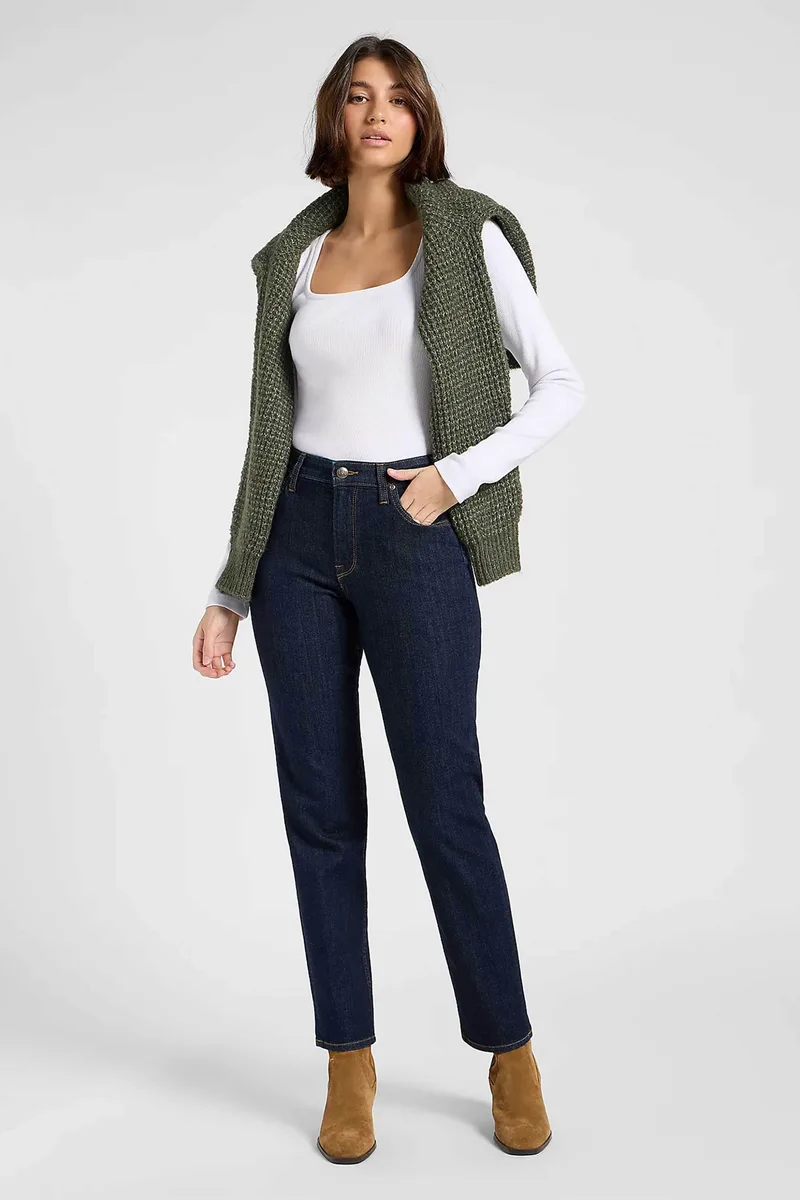 Lee® γυναικείο ψηλόμεσο τζιν παντελόνι Straight Fit "Carol" - 112372650 Denim Blue Σκούρο
