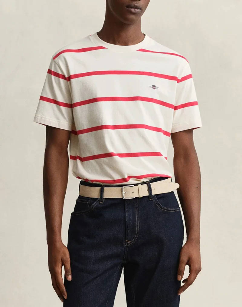 GANT ΜΠΛΟΥΖΑ ΚΜ STRIPED SS TSHIRT 3G2003398-119 Ivory