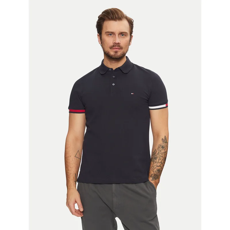 Tommy Hilfiger Polo Flag Cuff MW0MW37518 Σκούρο μπλε Slim Fit