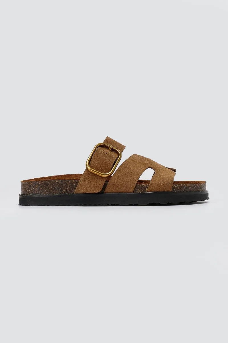ATENEO Buckle Sandals Anatomical Footbed - 62102 - Taupe Suede