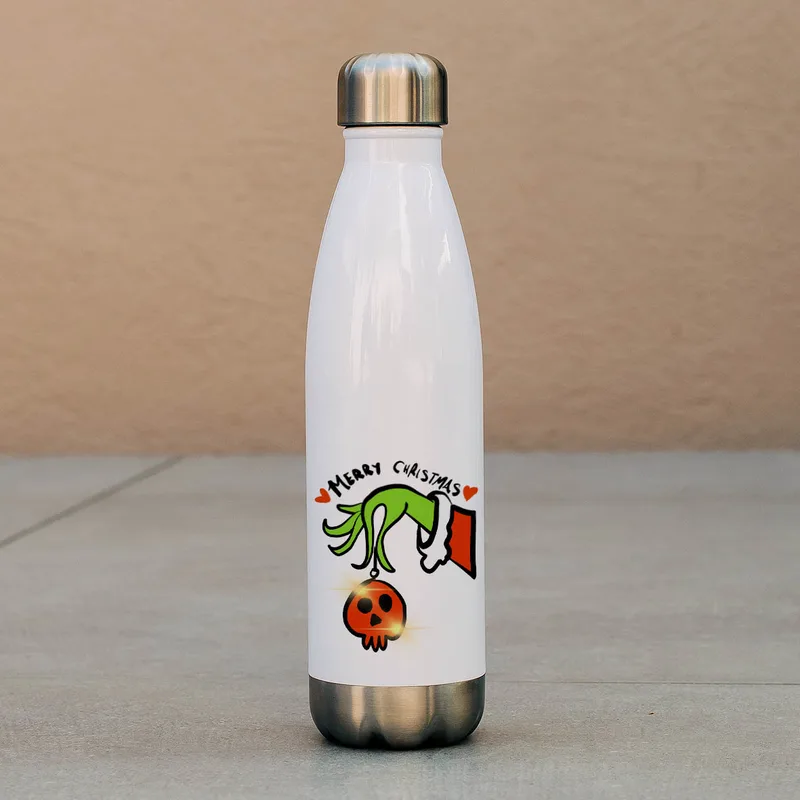 Merry XMAS - Μπουκάλι Θερμός 500ml - Λευκό