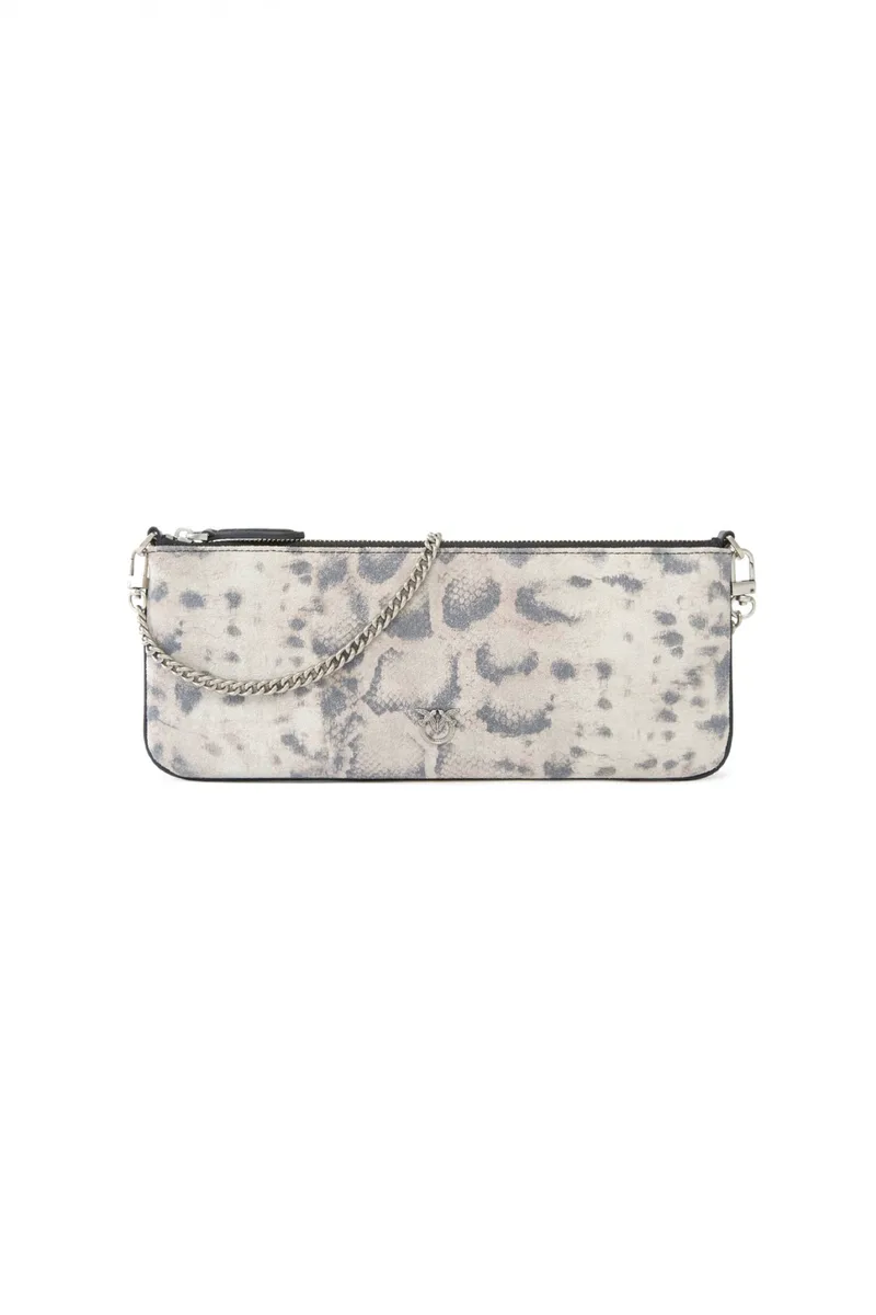 PINKO ΤΣΑΝΤΑΚΙ NEW HORIZONTAL FLAT SUEDE STAMPA PITONE MOTIBO ΔΕΡΜΑ ΦΙΔΙΟΥ