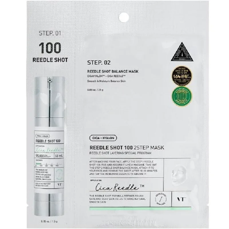VT Cosmetics Step 1 Reedle Shot 100 1,5g & Step 2 Soft Deep Mask 25g Μάσκα 2 Βημάτων για Βελτίωση της Τραχιάς Επιδερμίδας, Απομάκρυνση Νεκρών Κυττάρων & Φυσικά Λείο Δέρμα