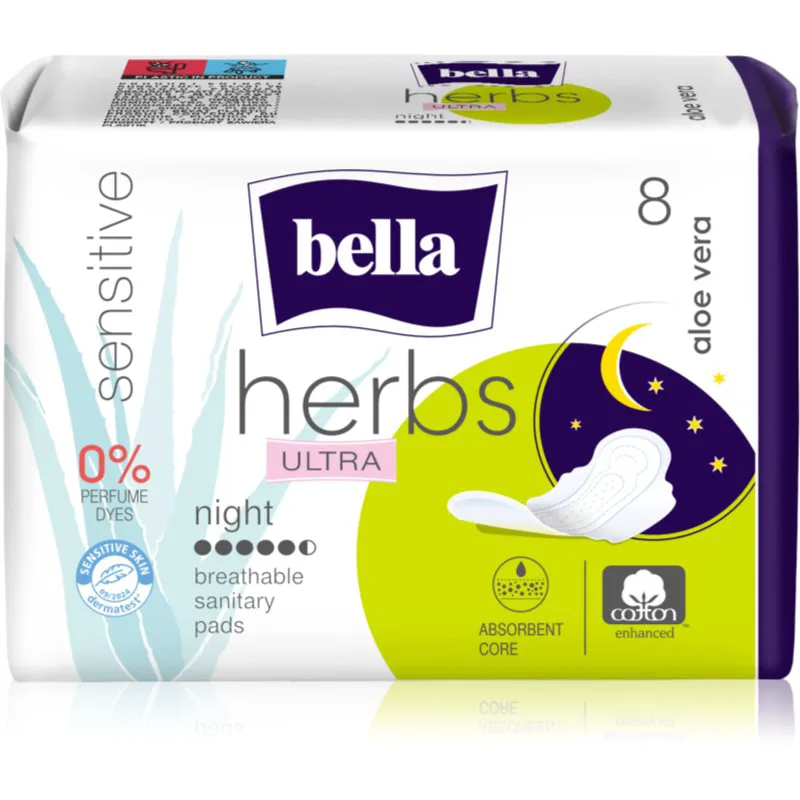 BELLA Herbs Ultra Night σερβιέτες νύχτας Aloe Vera 8 τμχ
