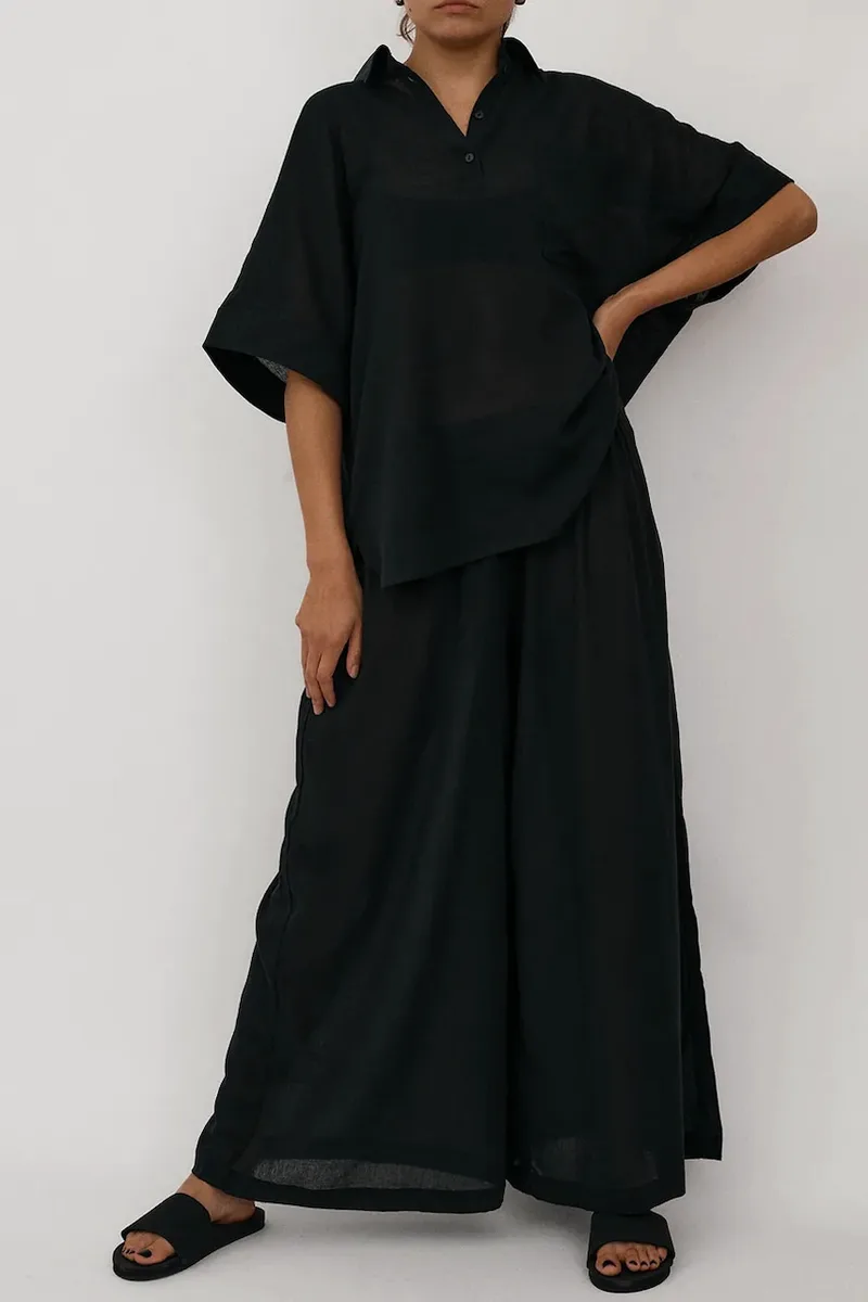 Muuv. παντελόνι wide leg γυναικείο βαμβακερό NOCHE