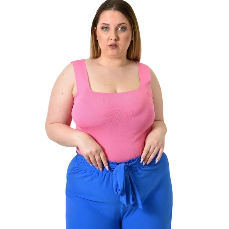 Γυναικείο Plus Size εφαρμοστό τοπ Ροζ 24409