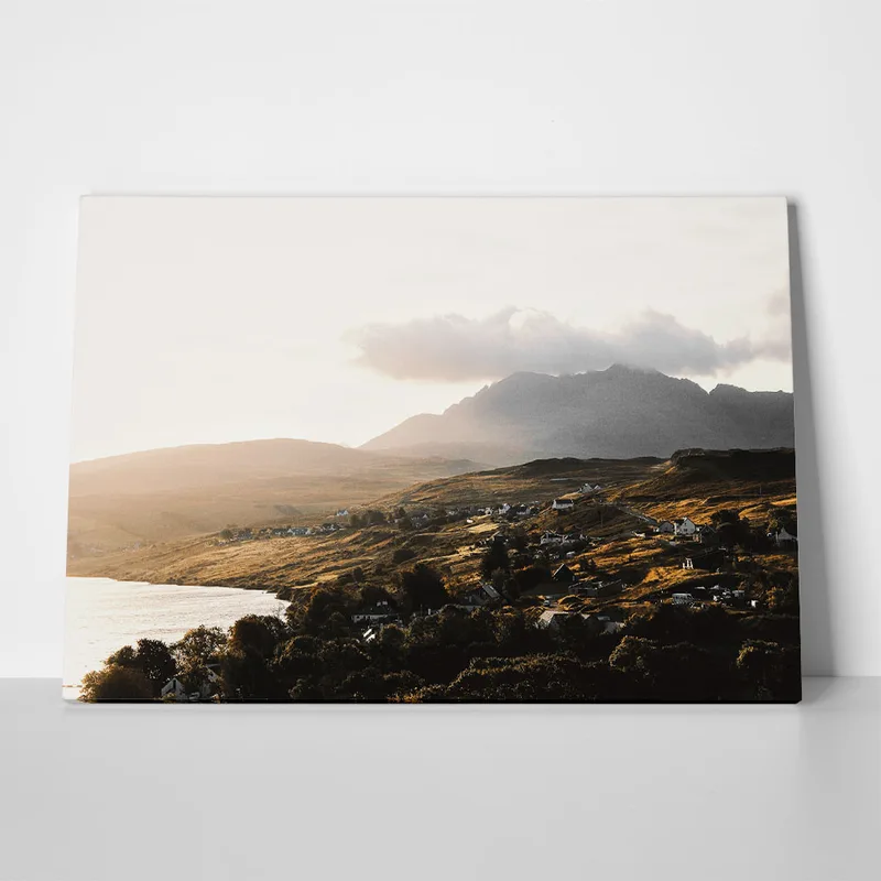 Πίνακας σε Καμβά RUSTIC FARMHOUSE LAKE VIEW