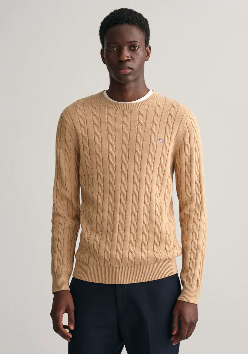 GANT Sweater Cable - 8050601 296 Khaki Melange