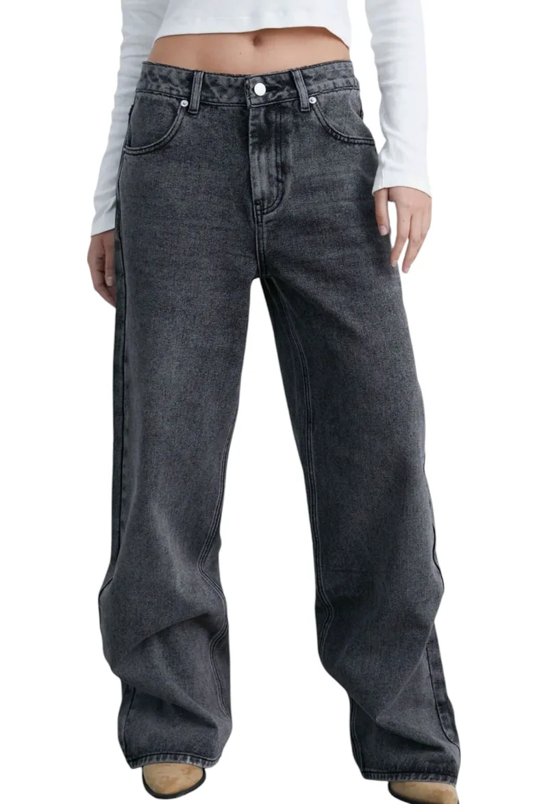 Παντελόνι Jean 24 Colours Φαρδιά Γραμμή 80373-BLACK Γυναικείο