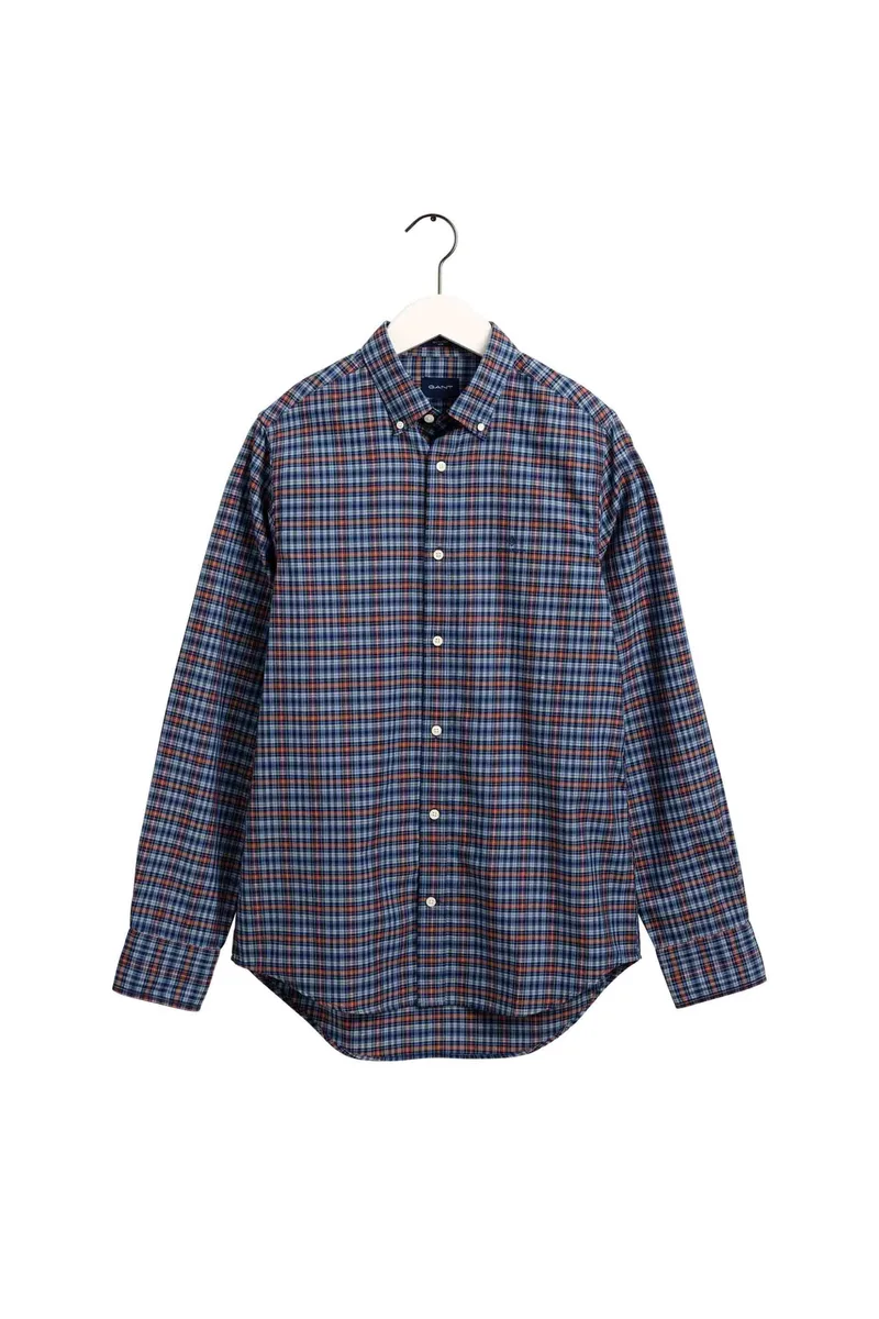 Gant ανδρικό πουκάμισο button down καρό με κεντημένο logo Slim Fit - 3016022 Μπλε