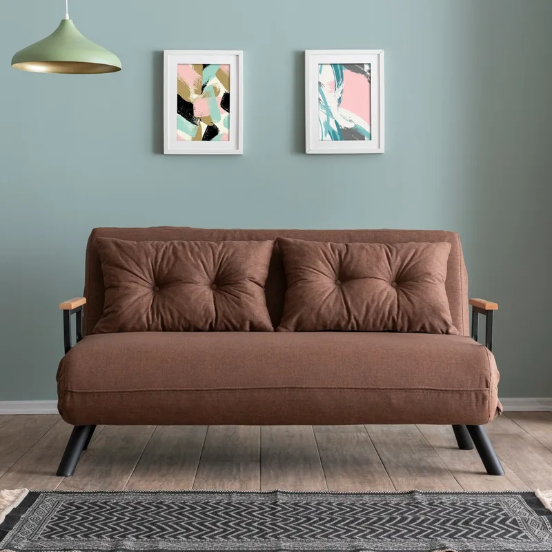 Διθέσιος Καναπές-Κρεβάτι Sando 2-Seater - Light Brown 859Ftn2826 (133x41x50)