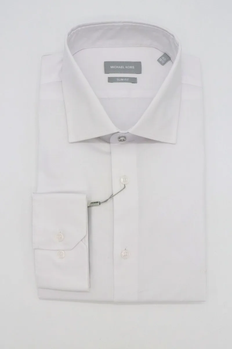 MICHAEL KORS ΠΟΥΚΑΜΙΣΟ SLIM FIT PINPOINT STRETCH ΛΕΥΚΟ