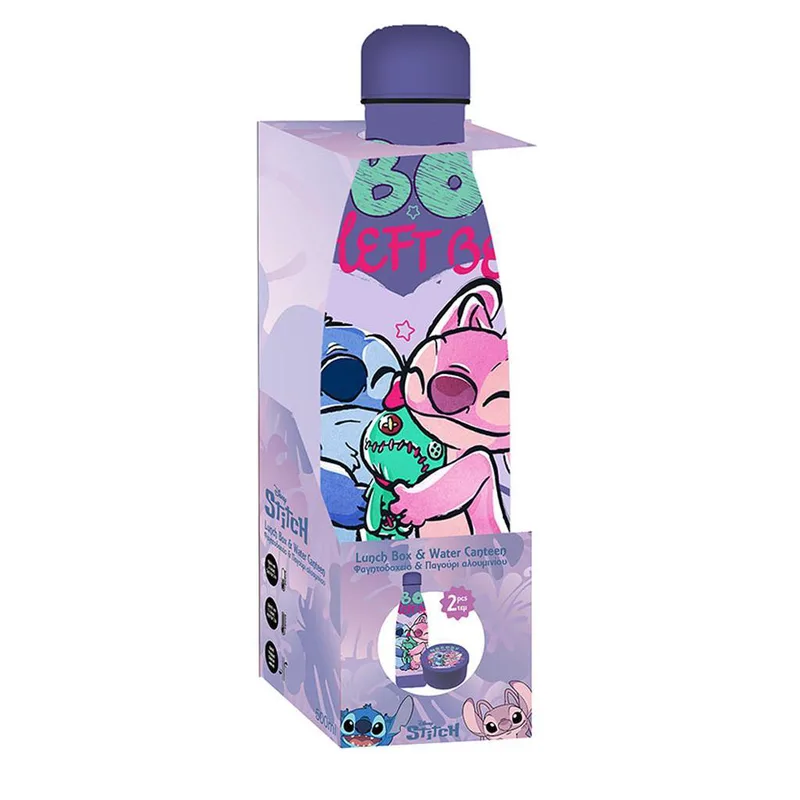 MINI ΦΑΓΗΤΟΔΟΧΕΙΟ PP 130ML & ΠΑΓΟΥΡΙ ΑΝΟΞΕΙΔΩΤΟ 500ML ΣΕΤ STITCH & ANGEL