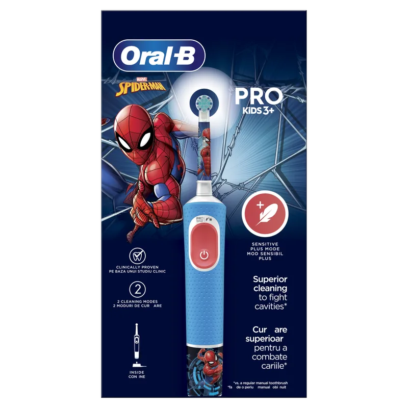 Oral-B Pro Kids Spiderman Επαναφορτιζόμενη Ηλεκτρική Οδοντόβουρτσα Για Παιδιά 3+, 1τμχ
