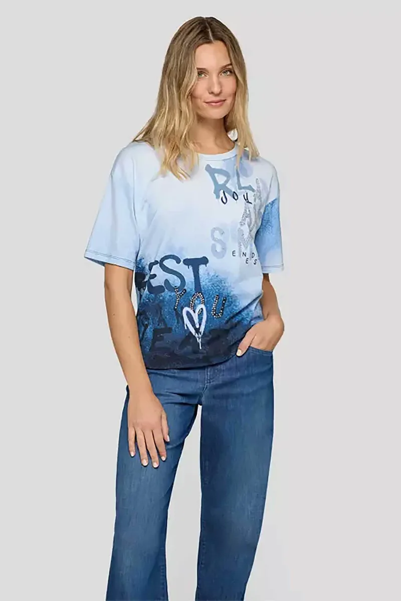 Rabe γυναικείο T-shirt με print και lettering - 56-114351 Μπλε Σκούρο