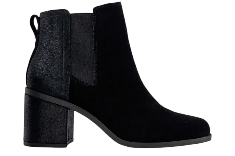 Μποτάκια TOMS Evelyn Chelsey 10021315-BLACK SUEDE-METALLIC SUEDE Γυναικείο