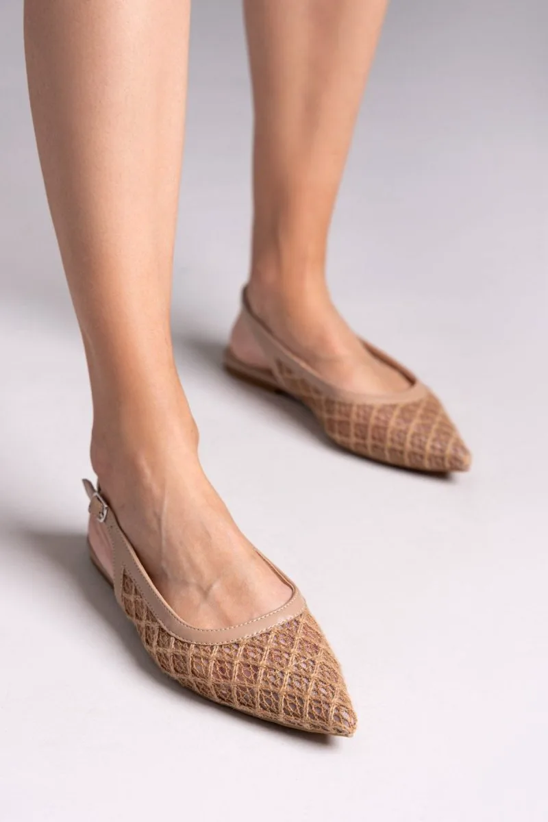 ERYNN Pointed Woven Ballerinas - GG-99 - Taupe