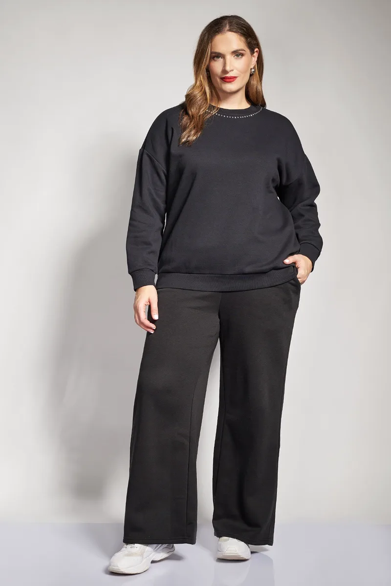 Παντελόνι φούτερ wide-leg με χάντρες στην τσέπη VERO MODA