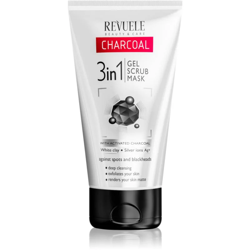 Revuele Charcoal 3in1 τζελ καθαρισμού 3 σε 1 με ενεργό άνθρακα 150 ml