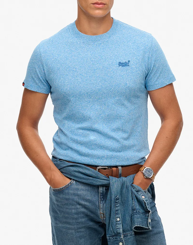 SUPERDRY ESSENTIAL LOGO EMB TEE ΜΠΛΟΥΖΑ ΑΝΔΡΙΚΟ M1011245A-5ED LightBlue