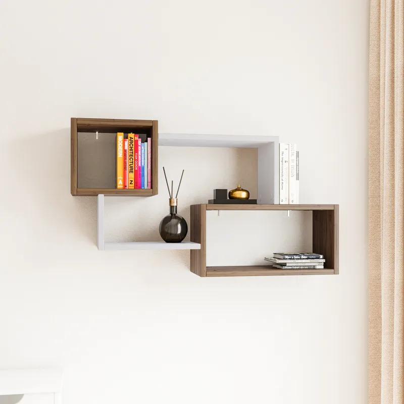 Ράφι Τοίχου Ayder - Walnut, White 854Kln1708 (90x51x20)