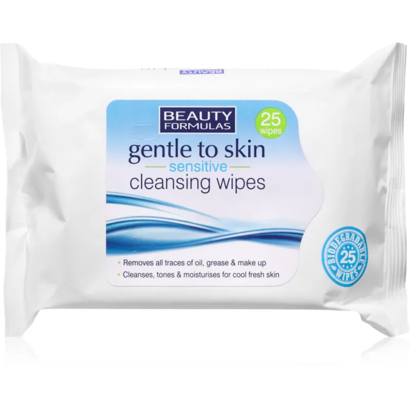 Beauty Formulas Sensitive υγρά μαντηλάκια καθαρισμού για ευαίσθητη επιδερμίδα 25 τμχ