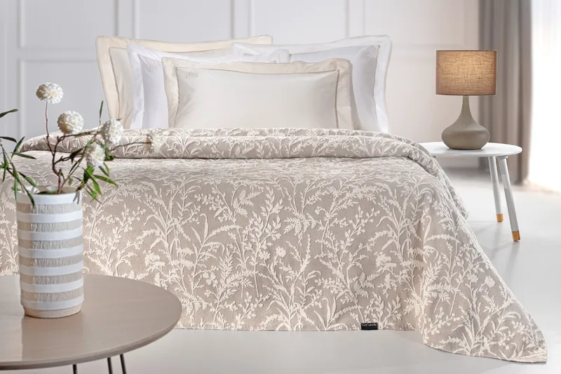 Κουβέρτα Βαμβακερή King 260x250εκ. 2 Όψεων Bouquet Mocca Guy Laroche (Ύφασμα: Βαμβάκι 100%, Χρώμα: Μόκα, Μέγεθος: King Size) - Guy Laroche - 5206480703249
