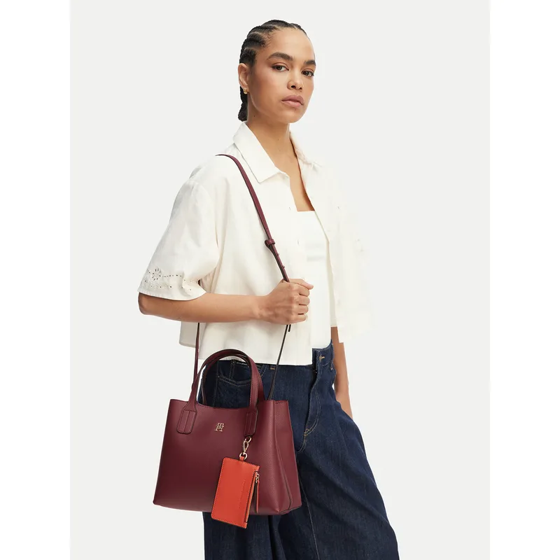 Τσάντα Tommy Hilfiger Th Icon Mini Satchel AW0AW18722 Καφέ