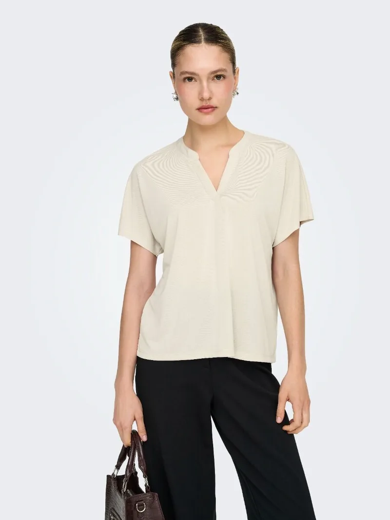 Only Free Γυναικείο V-Neck Top 15368562 Εκρου