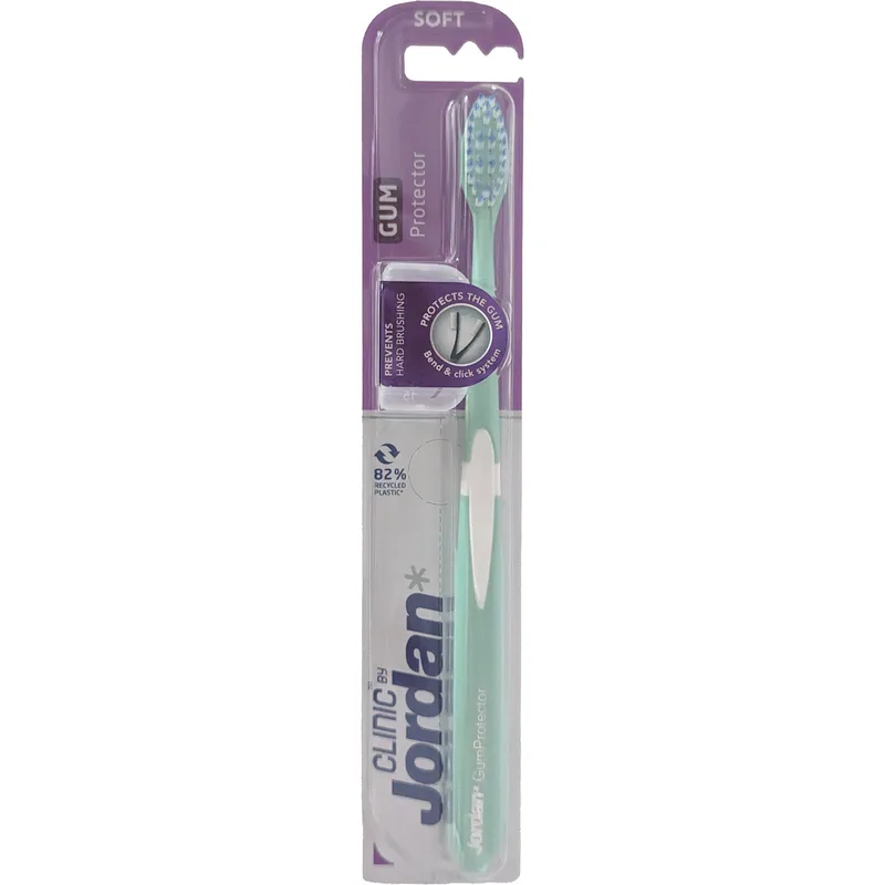 Jordan Clinic Gum Protector Toothbrush Soft 1 Τεμάχιο Μαλακή Οδοντόβουρτσα για Βαθύ Καθαρισμό με Εξαιρετικά Λεπτές Ίνες Κωδ 310058 - Πράσινο