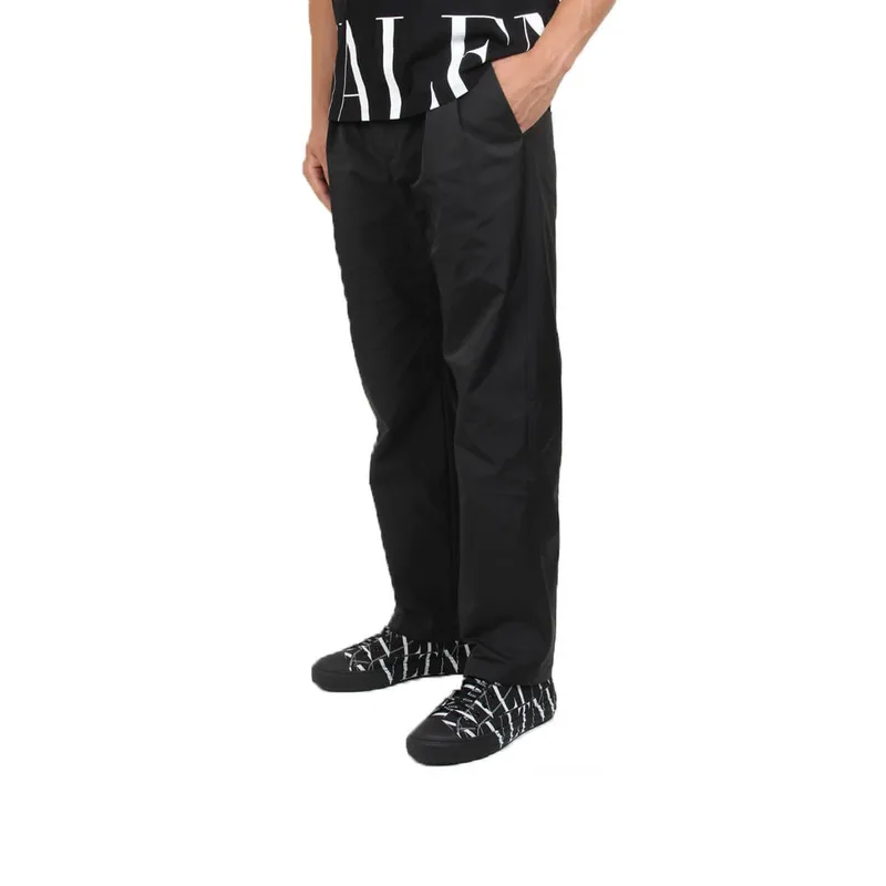VALENTINO GARAVANI Ανδρικό Μαύρο Pleated Nylon Casual Trousers