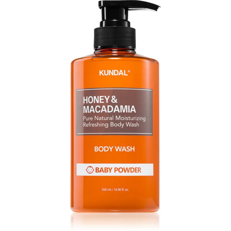KUNDAL Honey & Macadamia Baby Powder απαλό τζελ για ντους με ενυδατικό αποτέλεσμα 500 ml